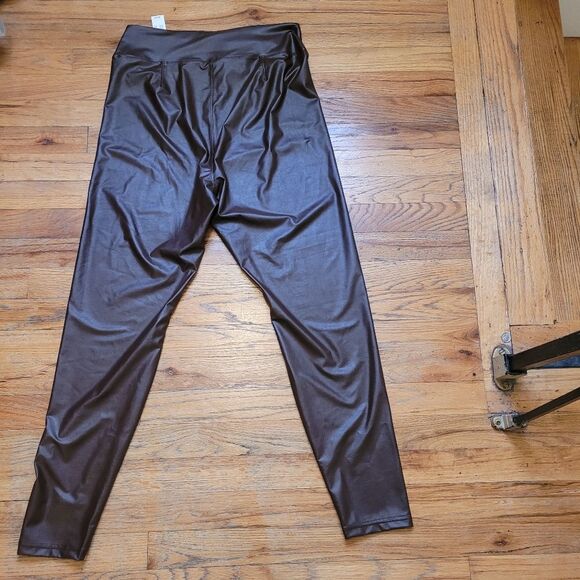 Nwt Aerie Offline Real Luxe Faux Leather High Waisted Leggings - Cocoa Size XL - Picture 14 of 14
